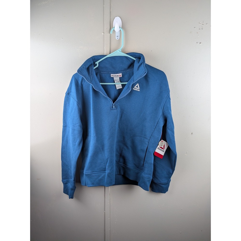 Reebok Womens Blue Quarter Zip Fleece Pullover Sweatshirt REW244TL08 XS NWT